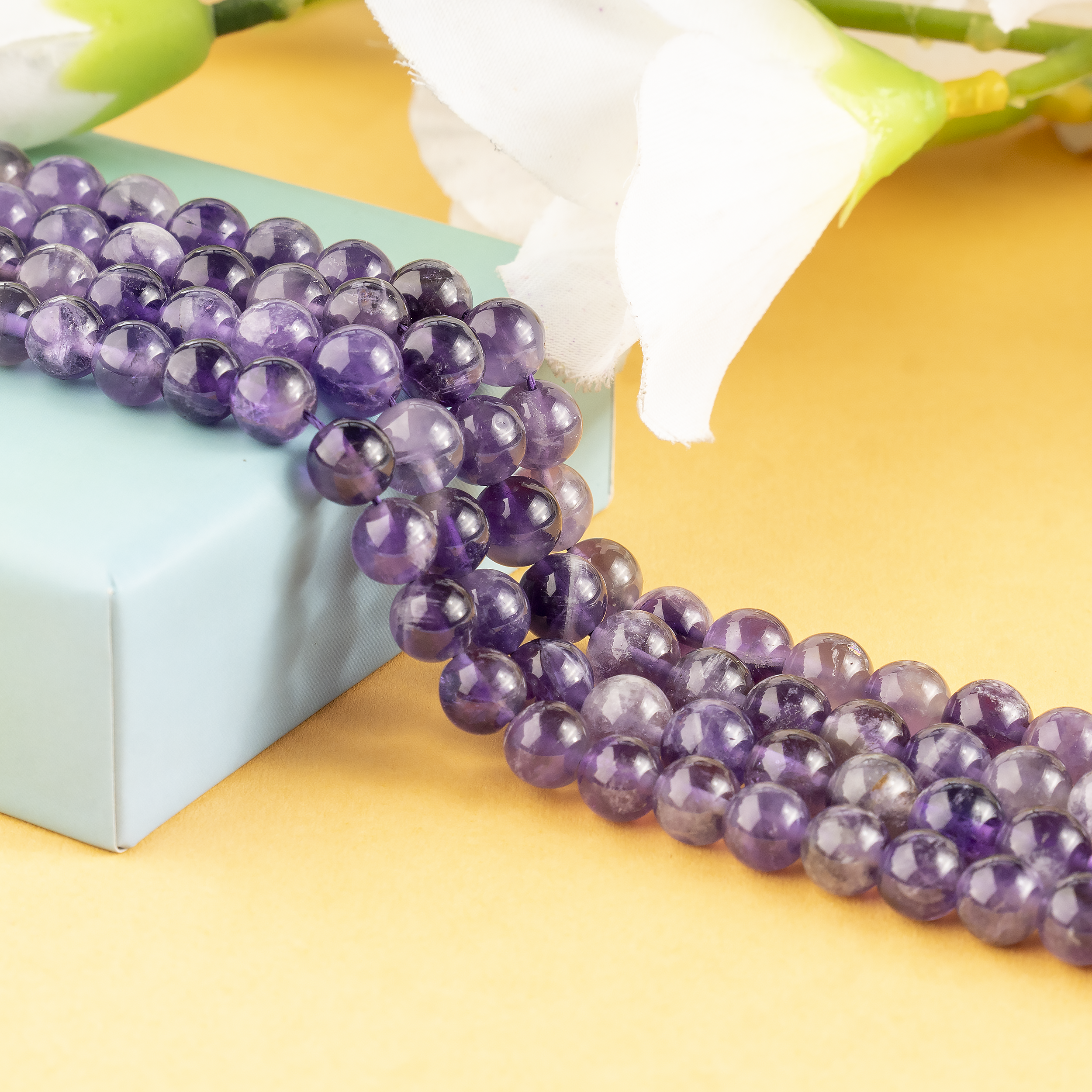Soothing Crystals Beads - Vendita all'ingrosso Perline - Perle rotonde di cristallo | Ametista | Perle curative di pietra preziosa1