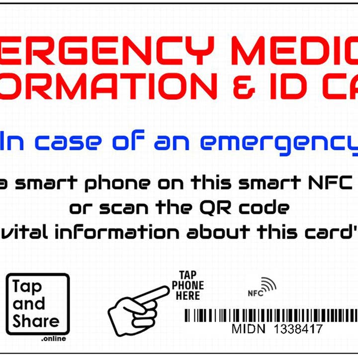 Tap and Share – Fita porta-chaves – Unissexo por atacado – Cordão preto e cartão de informações de identificação de alerta médico de emergência NFC inteligente com sistema passivo de rastreamento de geolocalização1