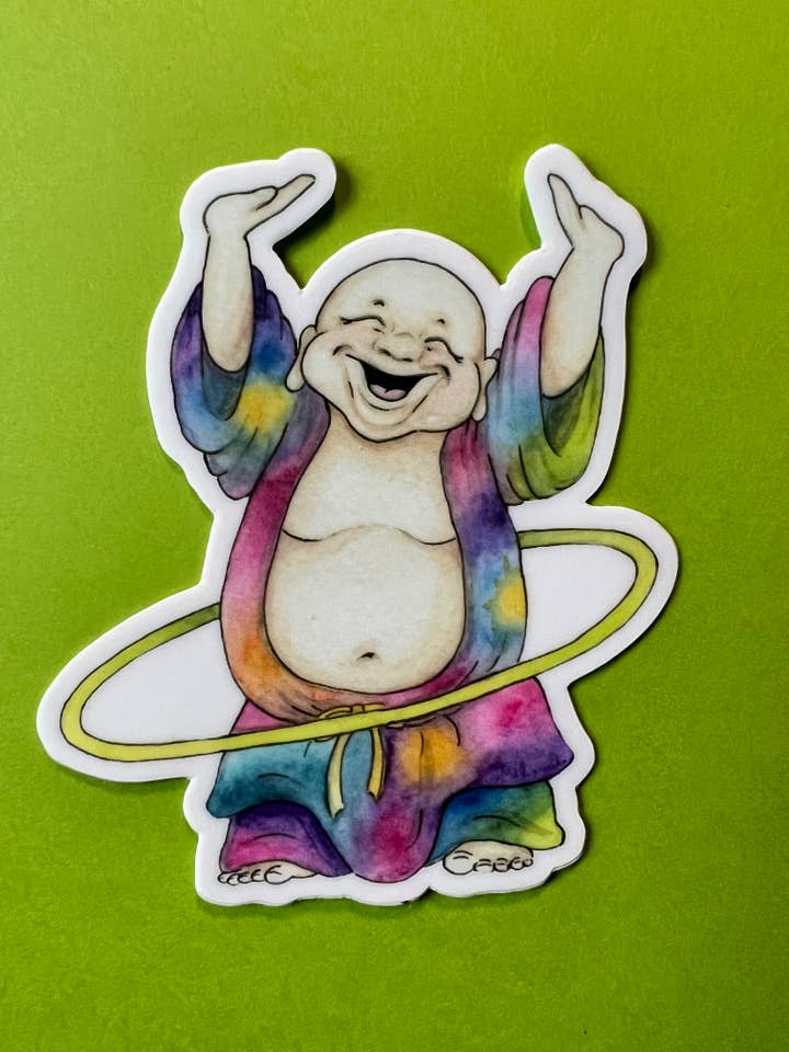 Autocollant Hula Hooping Tie Dye Bouddha pour la vente par La Strana Studio