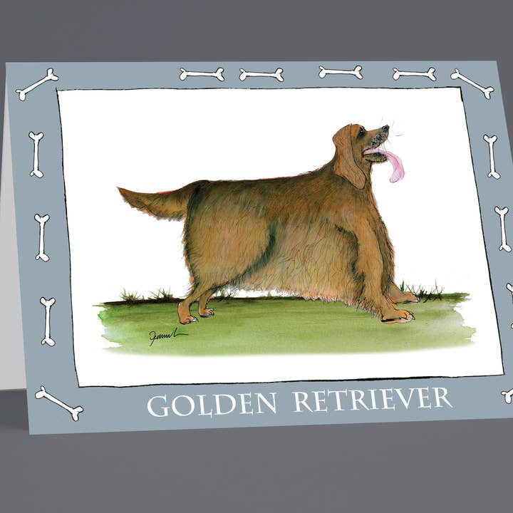 Golden Retriever greeting cards (pack of 6) for wholesale by Tony Fernandes Design
