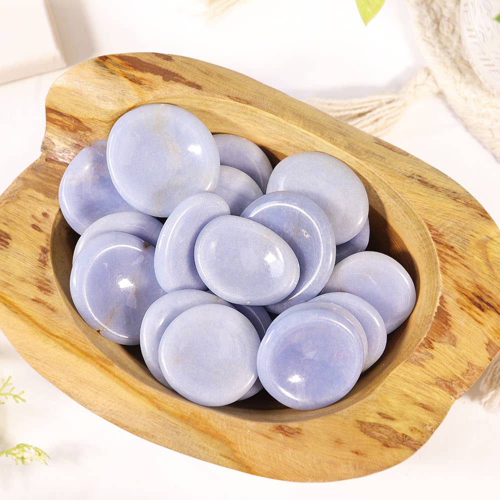 Natures Artifacts Inc - Wholesale Spiritual Stone/Crystal - Angelite Worry Stone - Angelite Thumb Stones