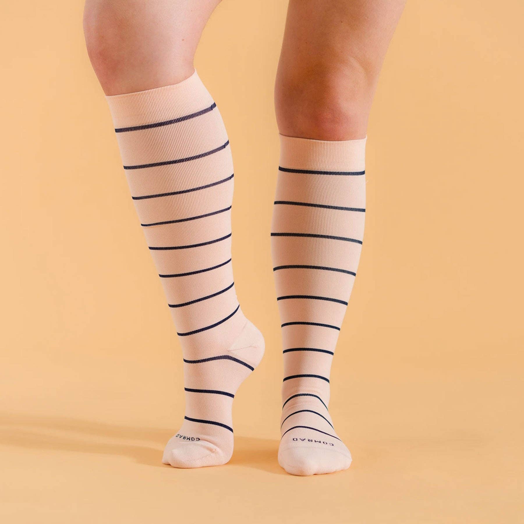 Rose Navy Knee-High Compression Socks – Stripes (20-30 mmHg) for wholesale on Faire1