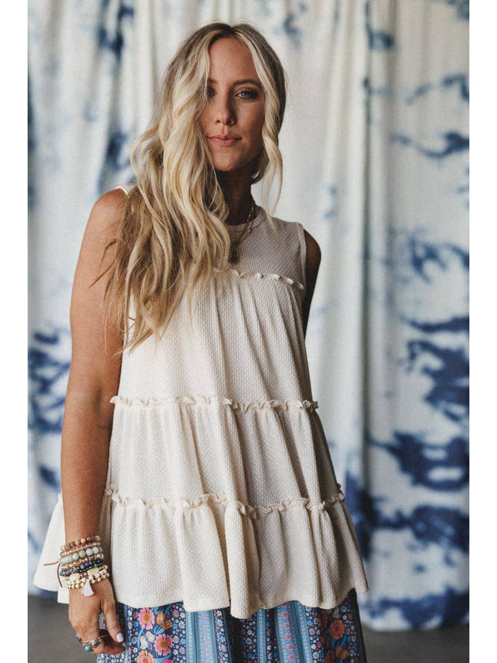 Three Bird Nest - Wholesale Blouse - Women's - Dreamy Tiers Top - Cream