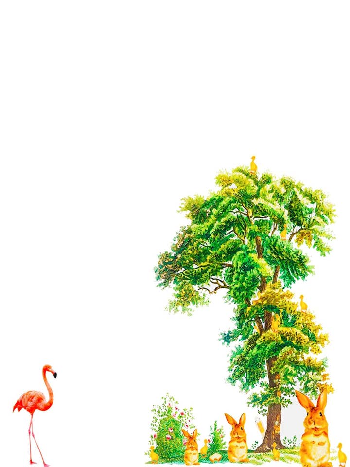 Tree Bunny Bologna Pop Art Print by Giraffes and Robots for wholesale by Giraffes and Robots Pop Art Studio