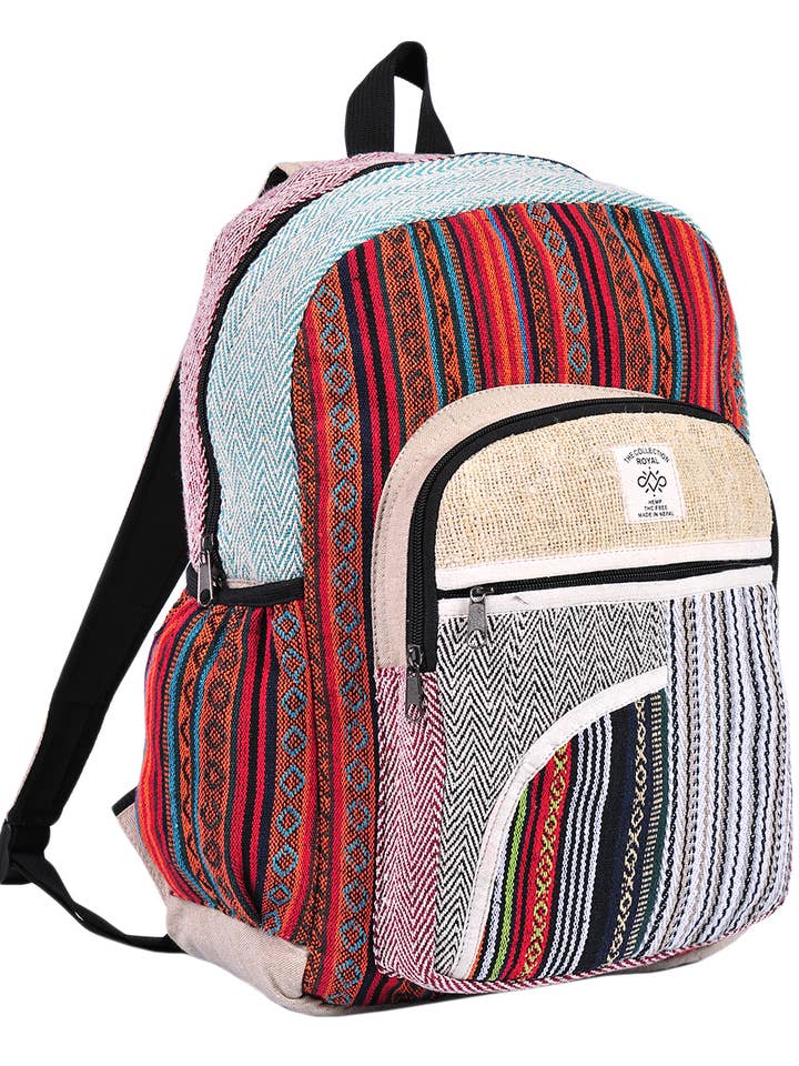 Zaino da giorno in cotone di canapa boho hippie per la vendita all'ingrosso da parte di The Collection Royal / Royal Handicrafts