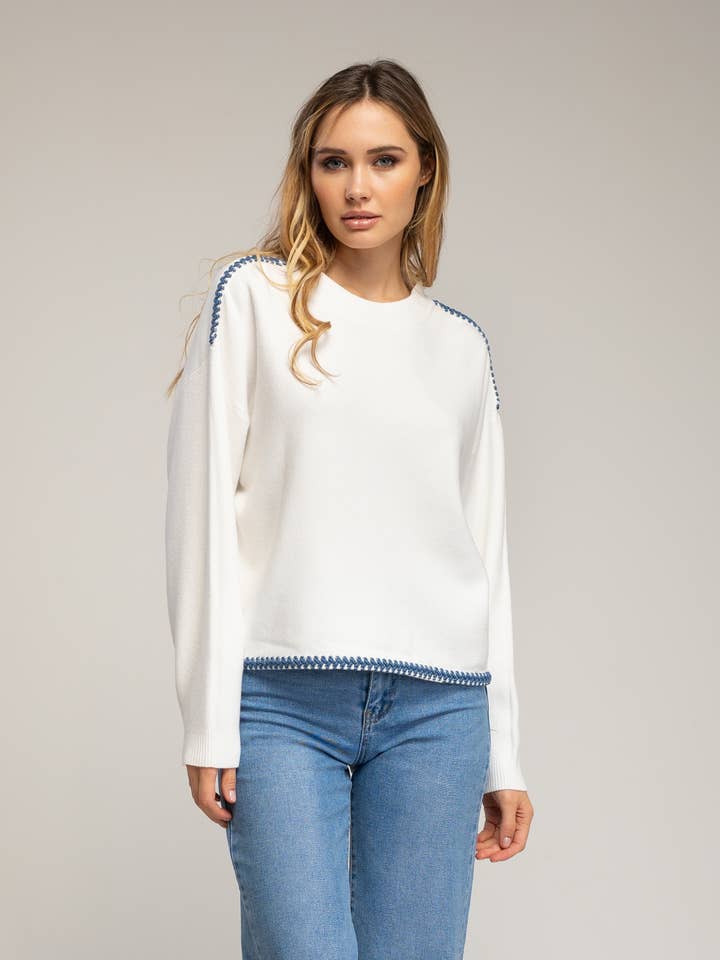 Stitched hem sweater for wholesale by Tantra