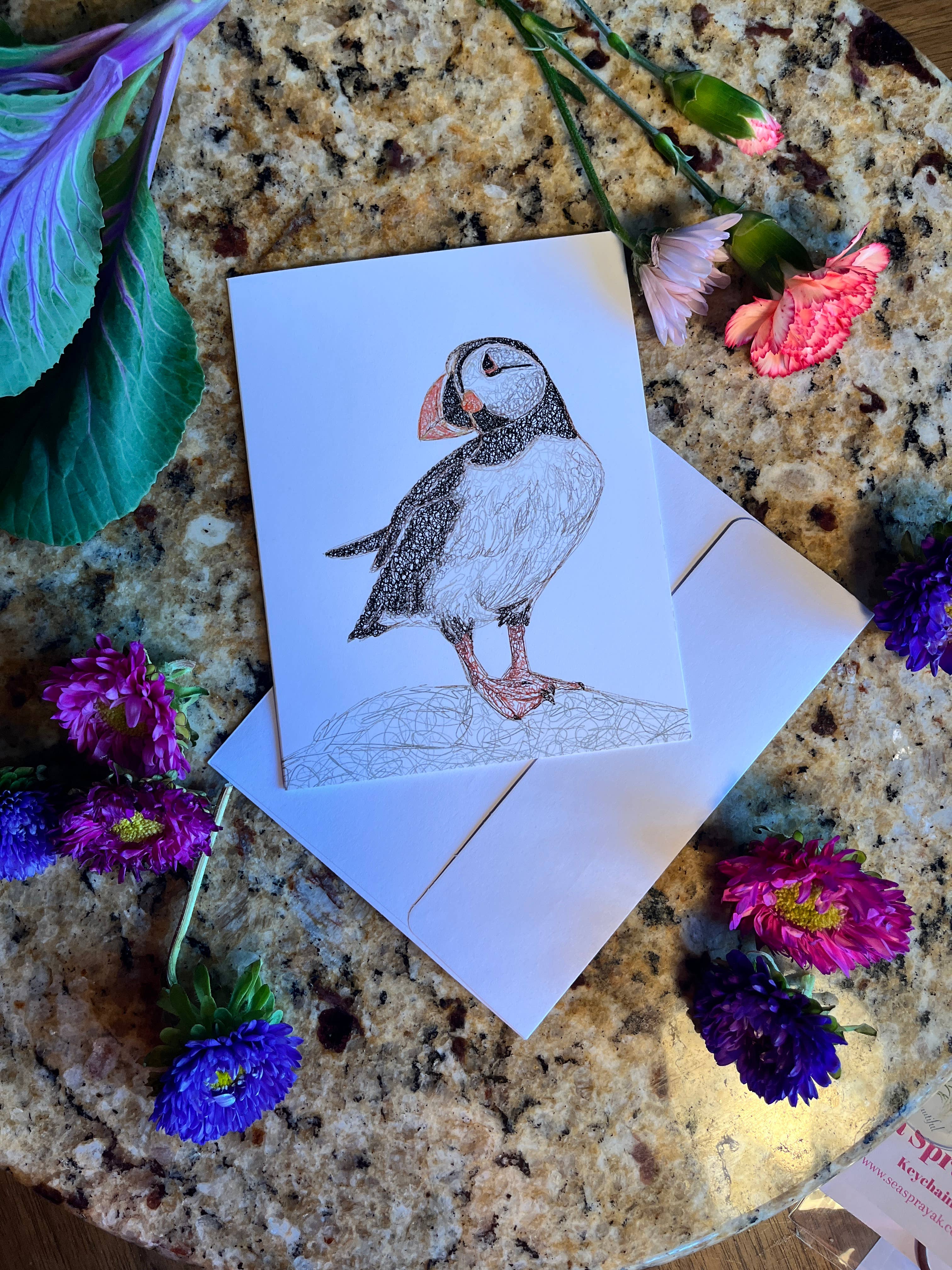 Sea Spray AK - Wholesale Everyday Greeting Card - Atlantic Puffin Greeting Card, Birds of Alaska, Stationary1
