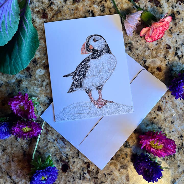 Sea Spray AK - Wholesale Everyday Greeting Card - Atlantic Puffin Greeting Card, Birds of Alaska, Stationary1
