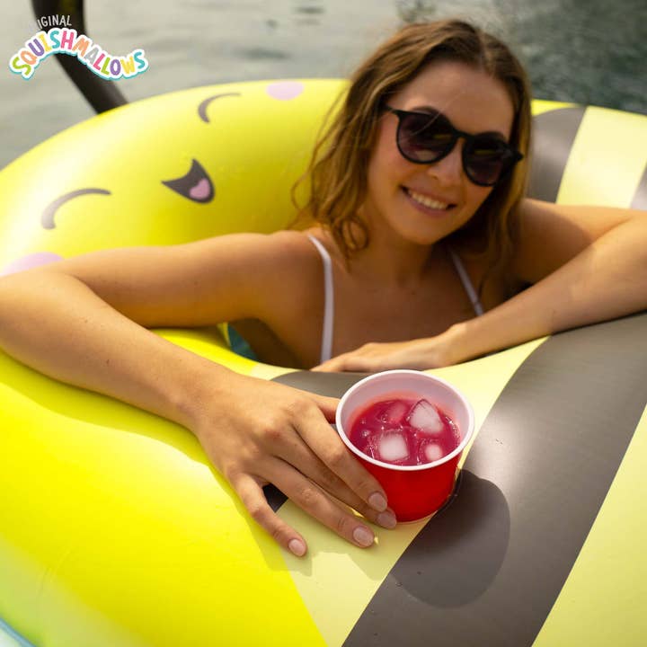 BigMouth Inc - Wholesale Inflatables - Squishmallows Sunny the Bee 42 inch pool float with cupholder