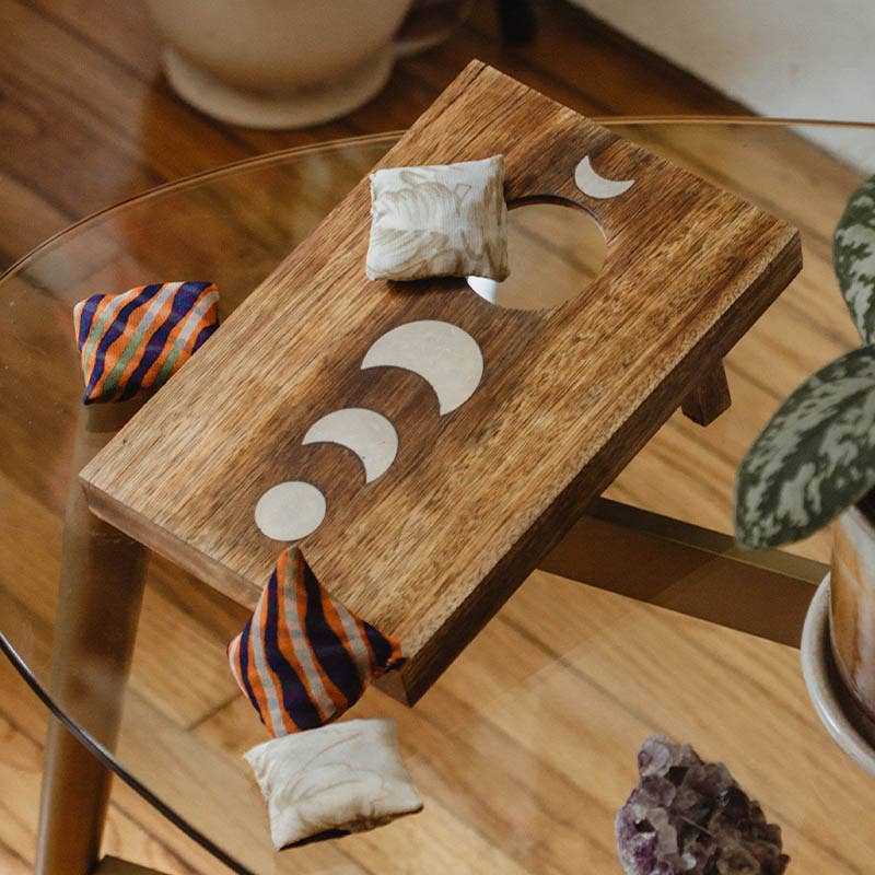 Matr Boomie Fair Trade - Wholesale Cornhole - Indukala Moon Phase Cornhole Table Game - Handcrafted Wood4