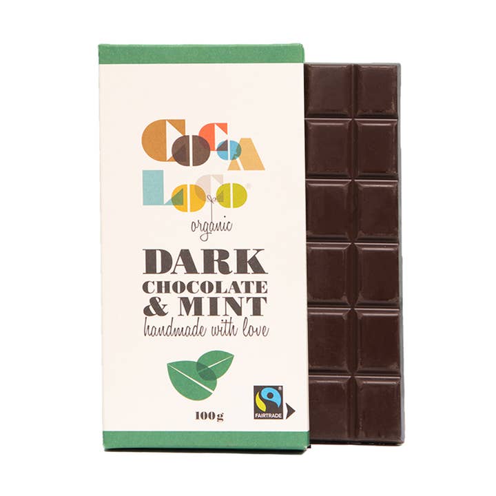 Riegel aus dunkler Schokolade und Minze — 100 g für den Großhandel von Cocoa Loco