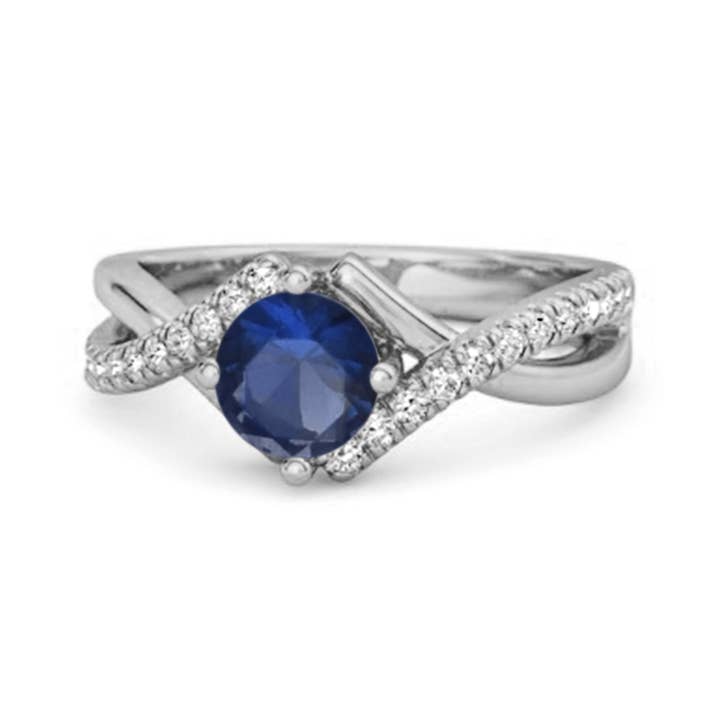 Blue Sapphire Pavé Crisscross Band Ring - Sterling Silver for wholesale by Star Joya