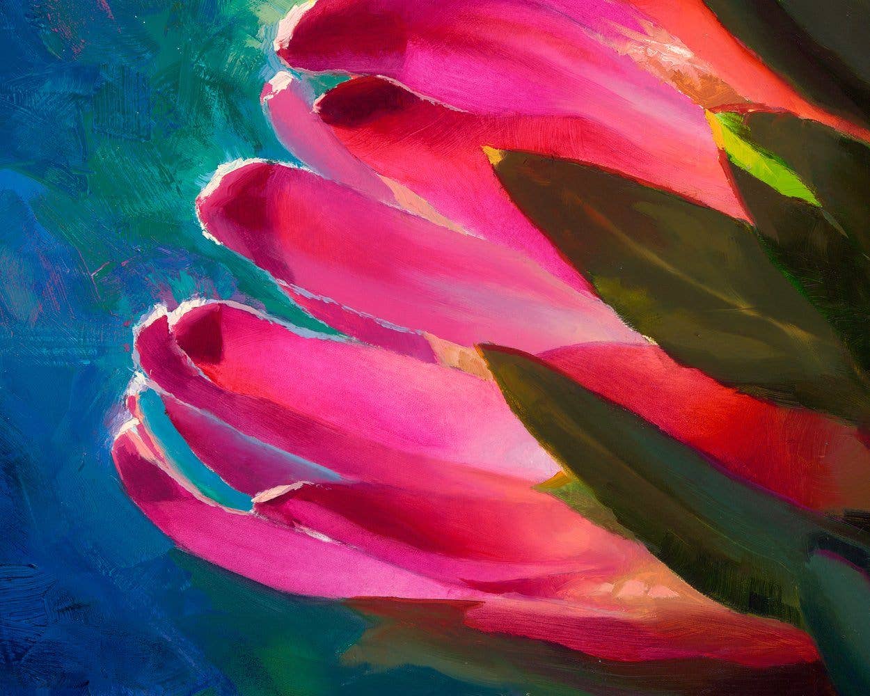 Whitworth Gallery - Wholesale Art Print - Sunlit Protea - Signed Artist Canvas of Tropical Protea Flower Painting1