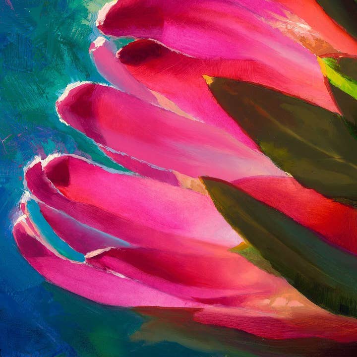 Whitworth Gallery - Wholesale Art Print - Sunlit Protea - Signed Artist Canvas of Tropical Protea Flower Painting1