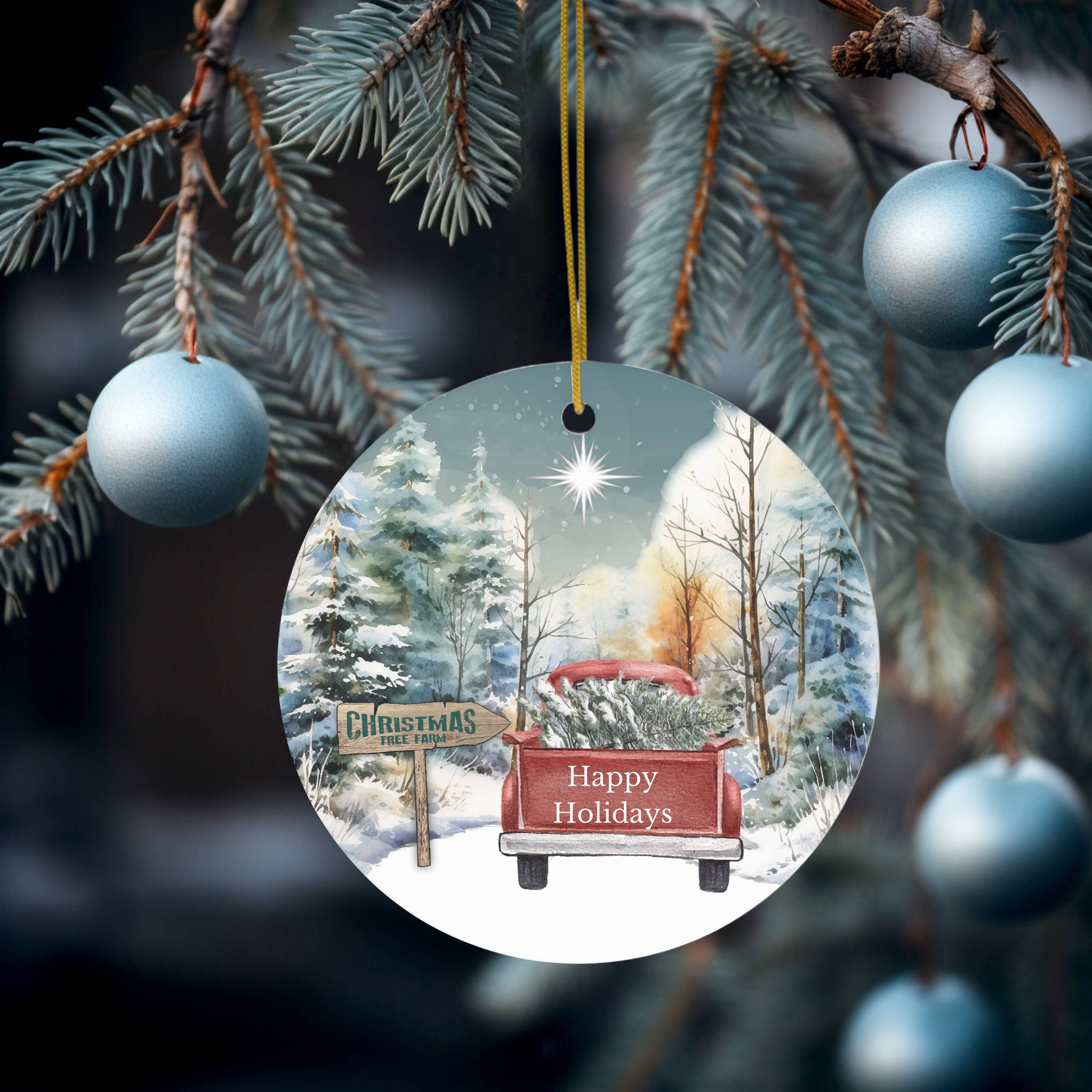 Fernville Creations - Wholesale Ornament - Personalizable Ceramic Red Truck Christmas Ornament7