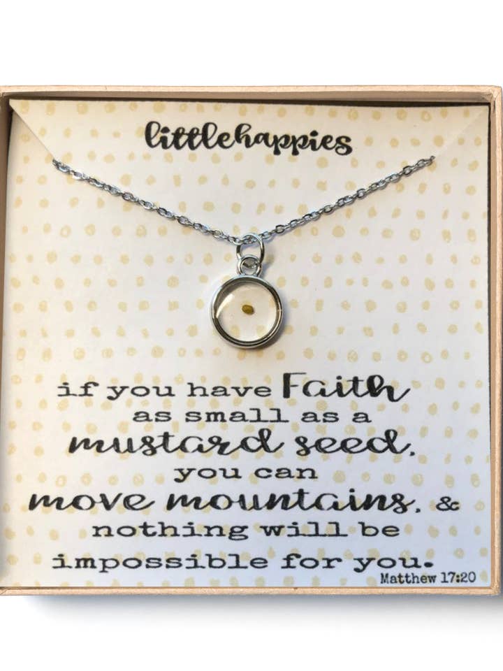 Real Mustard Seed Necklace for wholesale by Little Happies Co