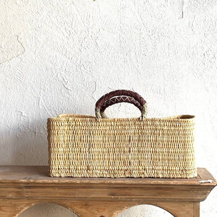 DarKech - Wholesale Basket - REED BASKET WITH LEATHER Handles