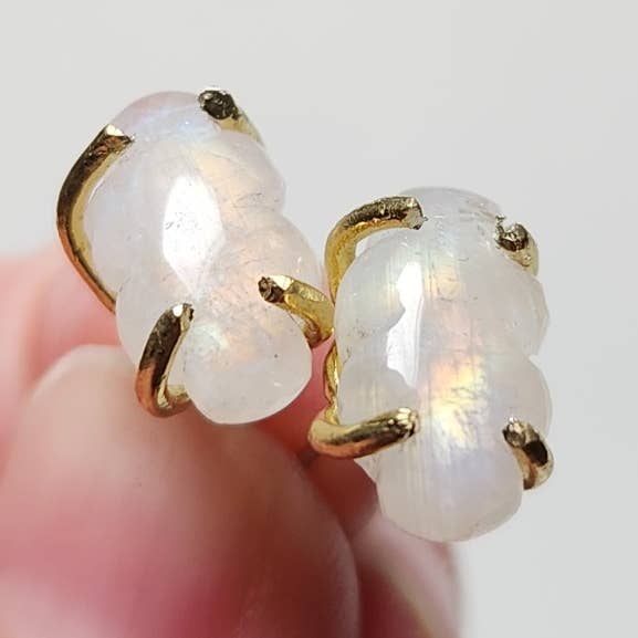 Flashy Rainbow Moonstone Cloud Stud/Post Earrings for wholesale by Sara Sela Jewelry