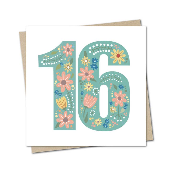 Square age card - 16 for wholesale by Duckduckle Design