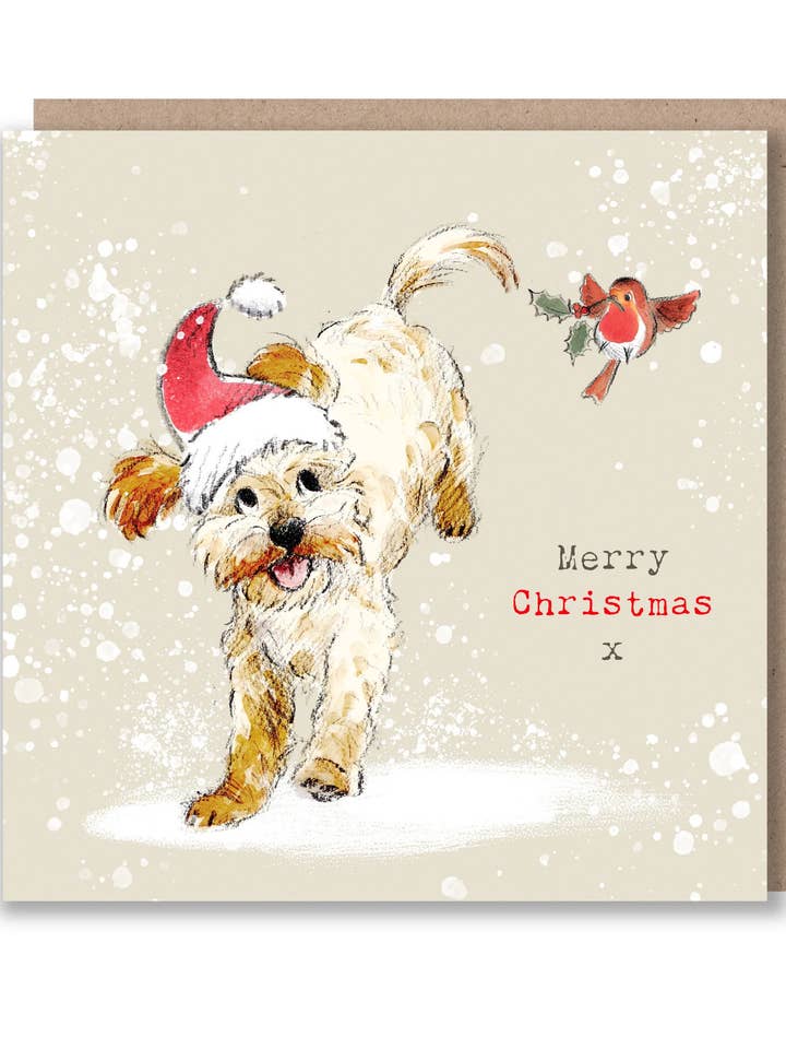 Carte de Noël - Merry Christmas - Labradoodle/Cockapoo pour la vente par Paper Shed Design Ltd