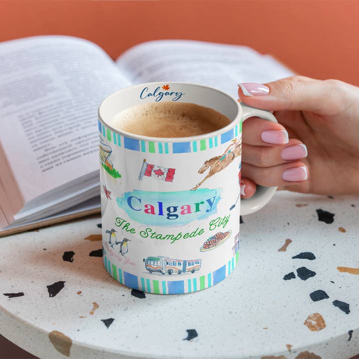 Calgary Alberta Illustrerad Kaffemugg – Keramisk Stadsmärkesmugg för Hem- och Kontorsbruk för wholesale av Northern Icons Canada