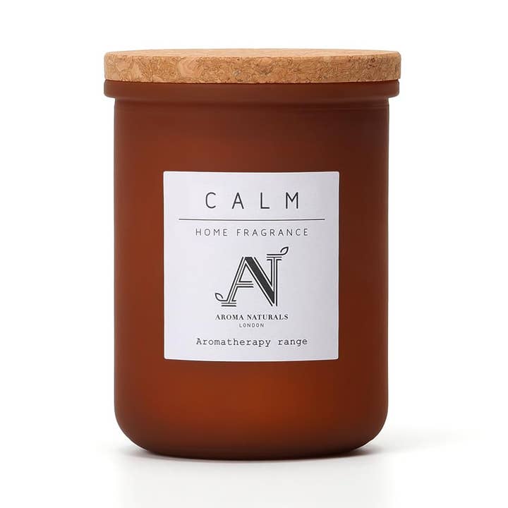 Aromatherapie-Duftkerze im Glas mit Korkdeckel, Duft "Calm" für den Großhandel von Aroma Naturals