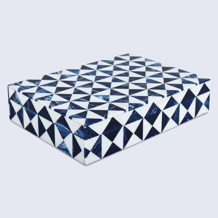 Marquet Indigo Pattern Resin Inlay Decorative Storage Box for wholesale by Muqeem & Brothers