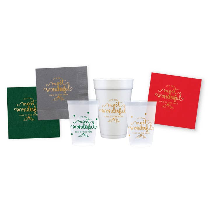 Most Wonderful Time | Christmas Cups & Napkins (ALL) for wholesale by Natalie Chang
