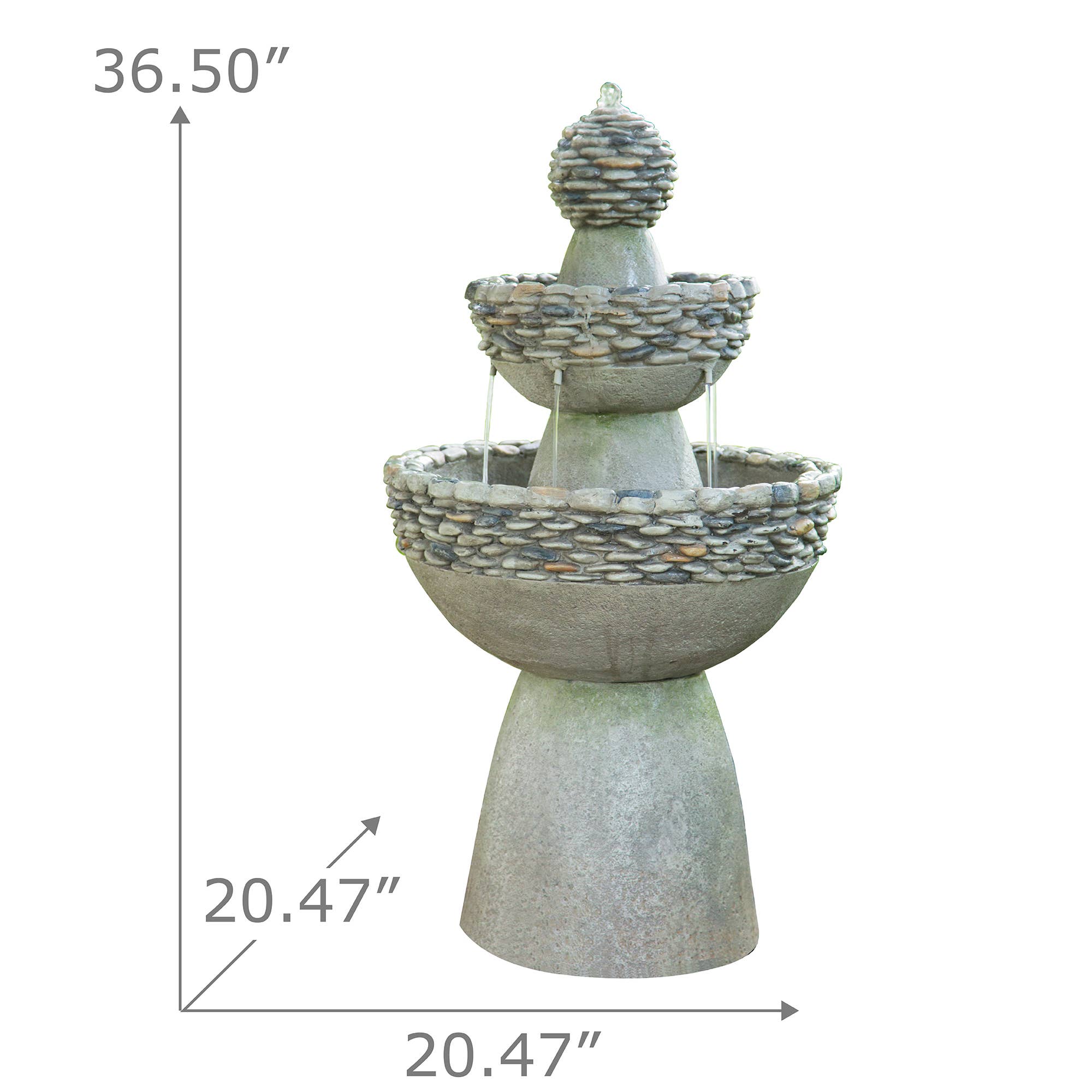 Stone grey Outdoor Stone-Look 3-Tier Pedestal Floor Fountain, Gray for wholesale on Faire3