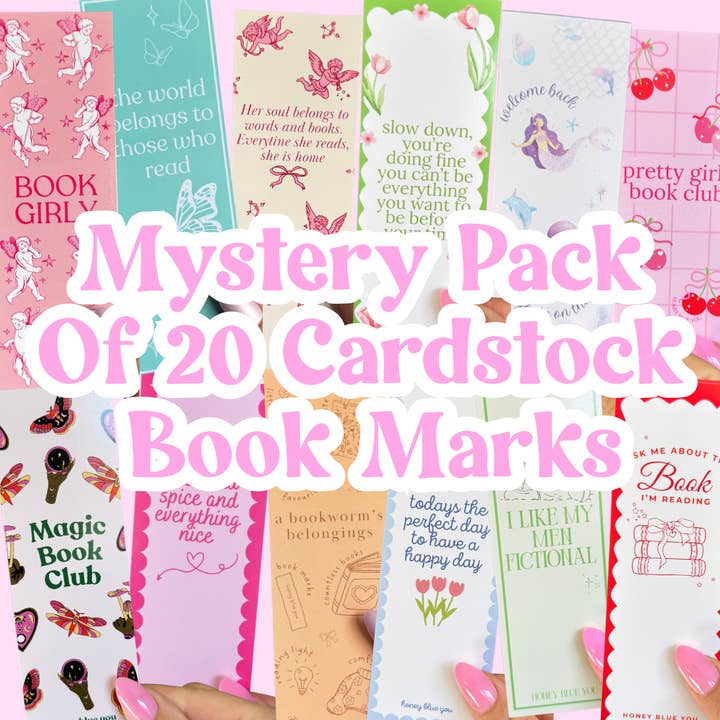Mystery Pack Of 20 Cardstock Book Marks for wholesale by Honey Blue Lane