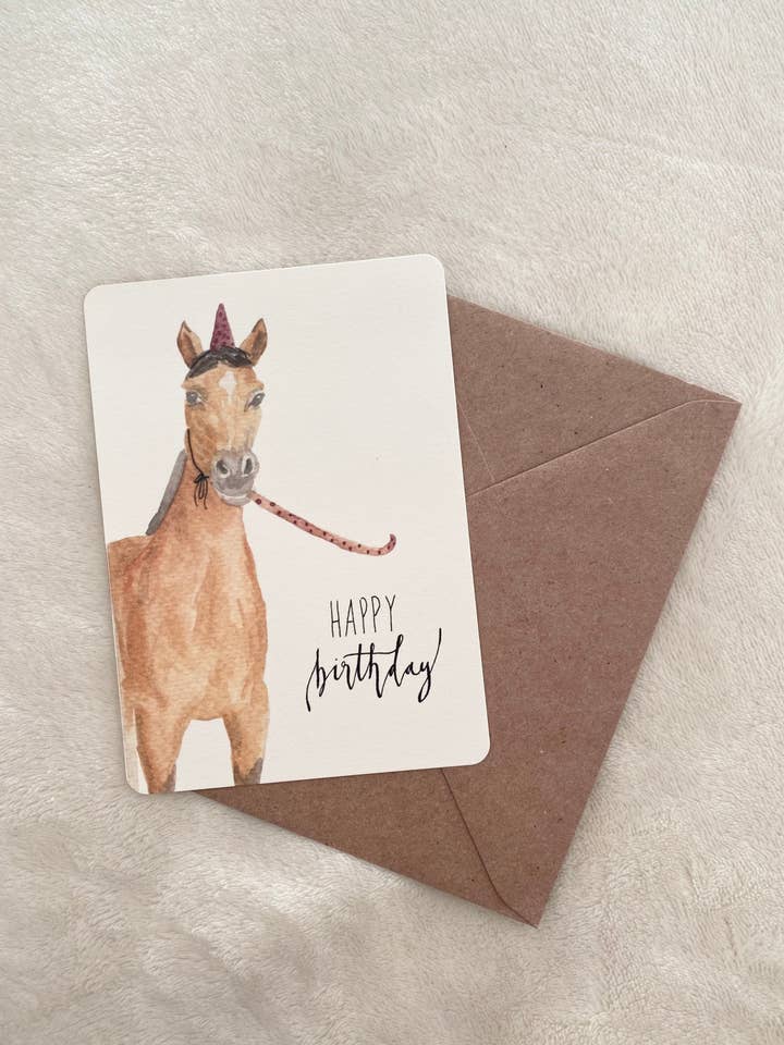 Iris Horse Birthday Party Postcard for wholesale by Linda Mundo