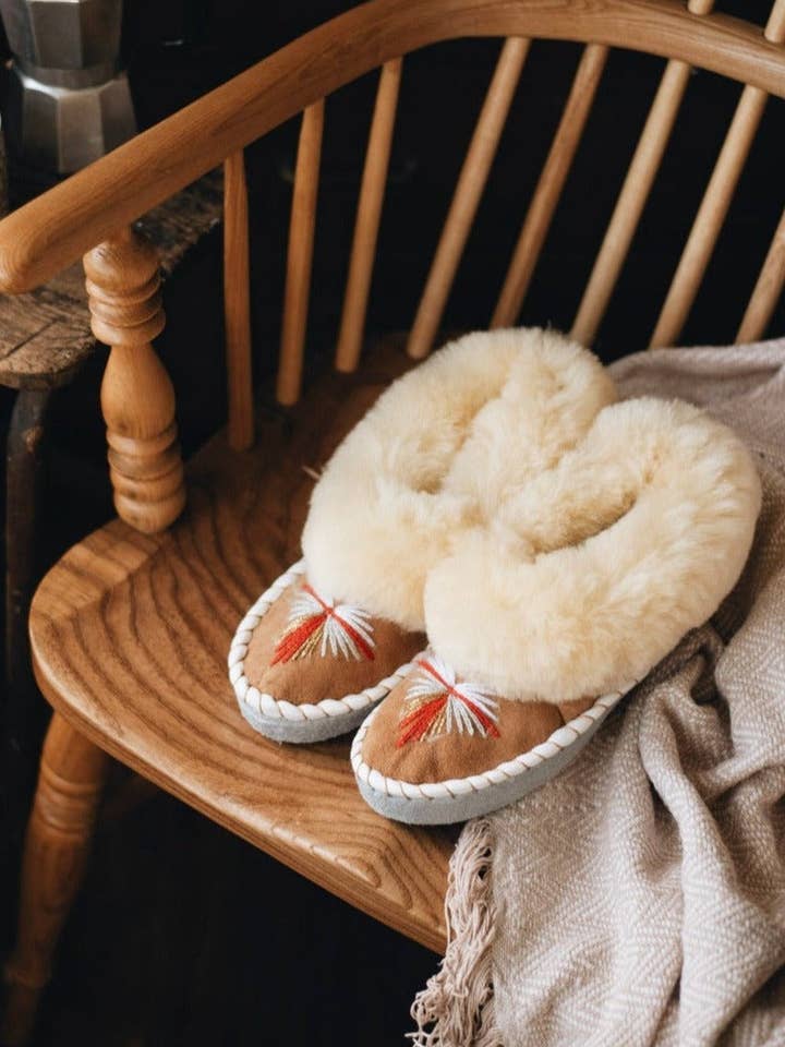 Butterfly Yellow Sheepskin Slippers for wholesale by ONAIE