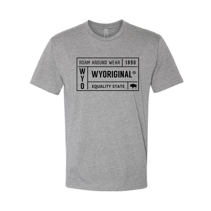 WYORIGINAL® Grid Tee - Dark Heather Gray for wholesale by Roam Around Wear