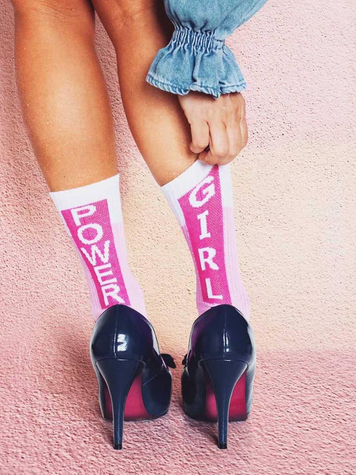 PEGADA SOCKS – Engroshandel Strømper - Dame – PINK GIRL POWER STRØMPER0