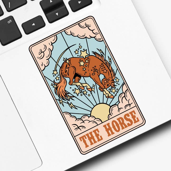 The Horse Cowgirl Tarot Card Sticker for wholesale by Ace the Pitmatian Co