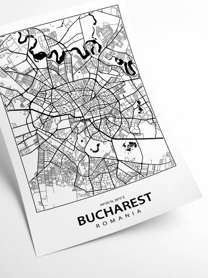 Map of Bucharest Romania for wholesale by Stanley Print House