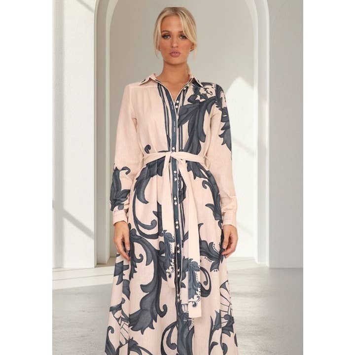 Melody linneklänning | Beige för wholesale av Stellino