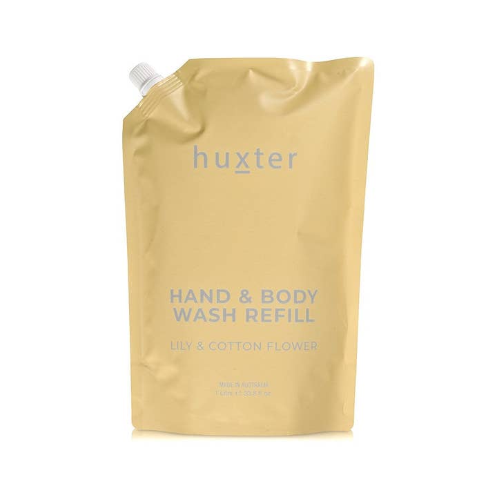 1Ltr Hand & Body Wash Refill Pouches - Lily & Cotton Flower (Yellow) for wholesale by Huxter
