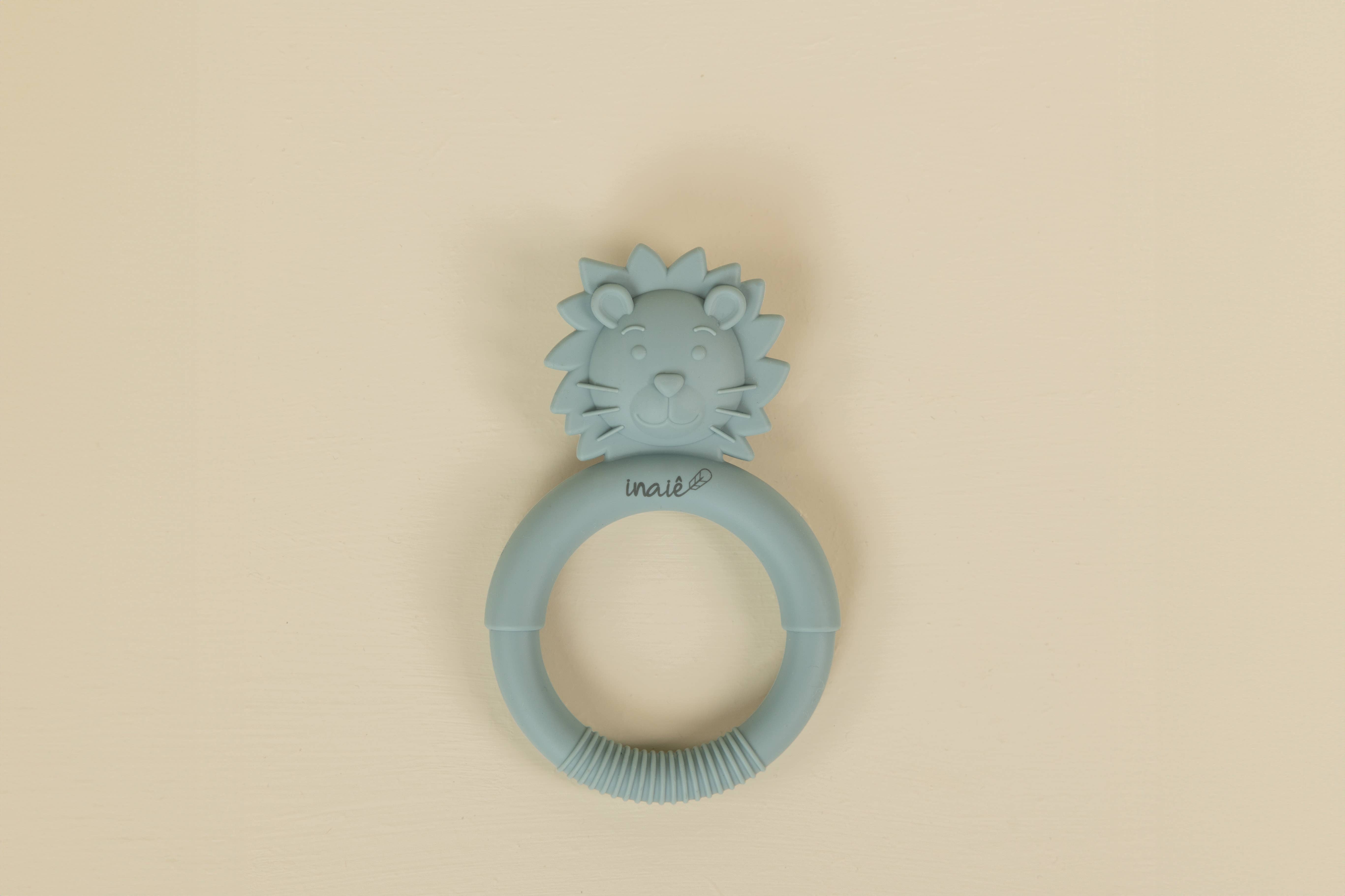 Inaiê - Vente Anneau de dentition sans clip – bébé - Anneau de dentition lion en silicone alimentaire0