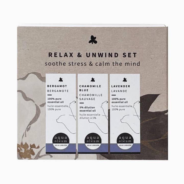 Set di Oli Essenziali Relax & Unwind Trio per la vendita all'ingrosso da parte di Aqua Oleum