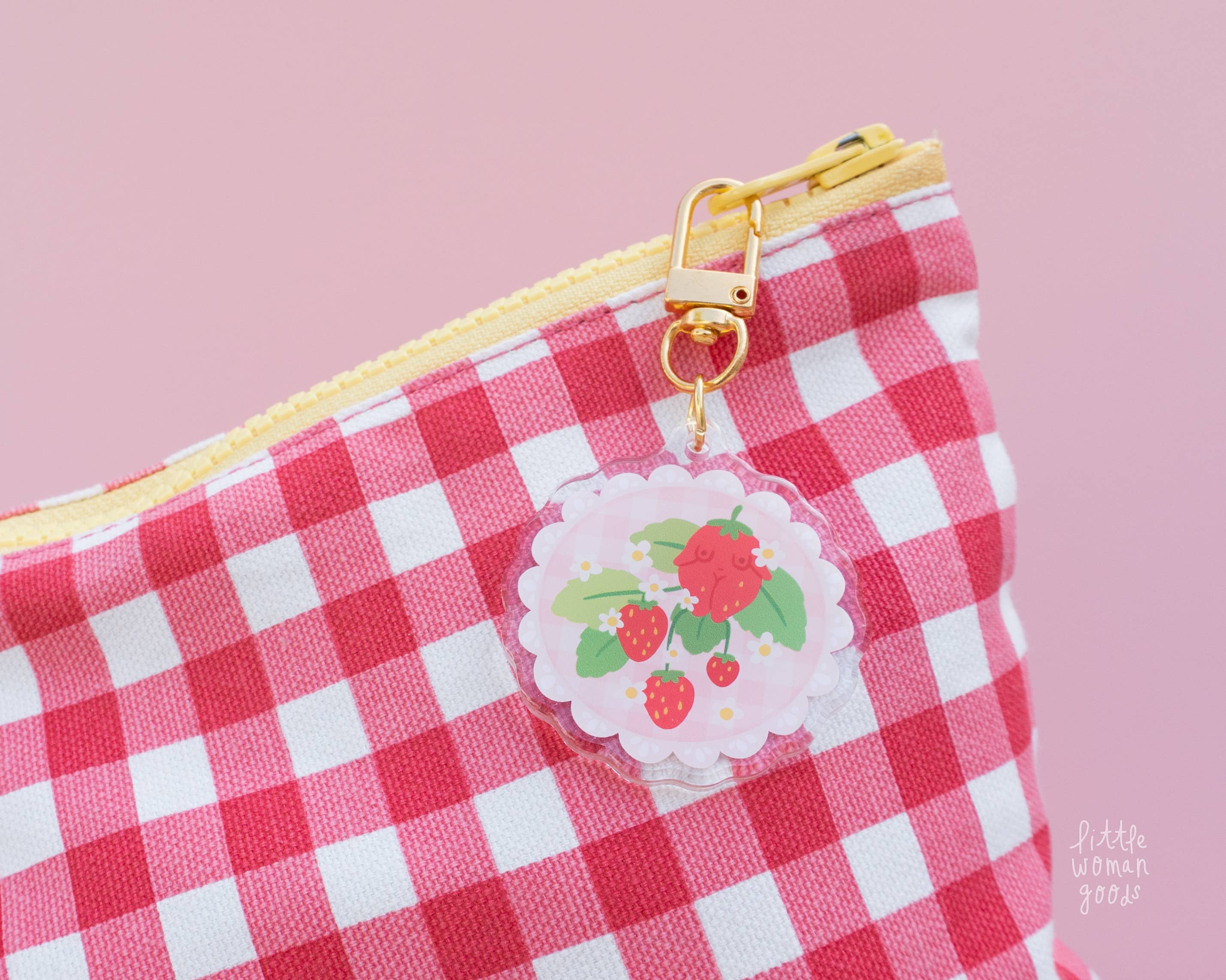 Little Woman Goods - Wholesale Keychain - Women's - Feminist Strawberry Acrylic Keychain- Original Artwork Charm2