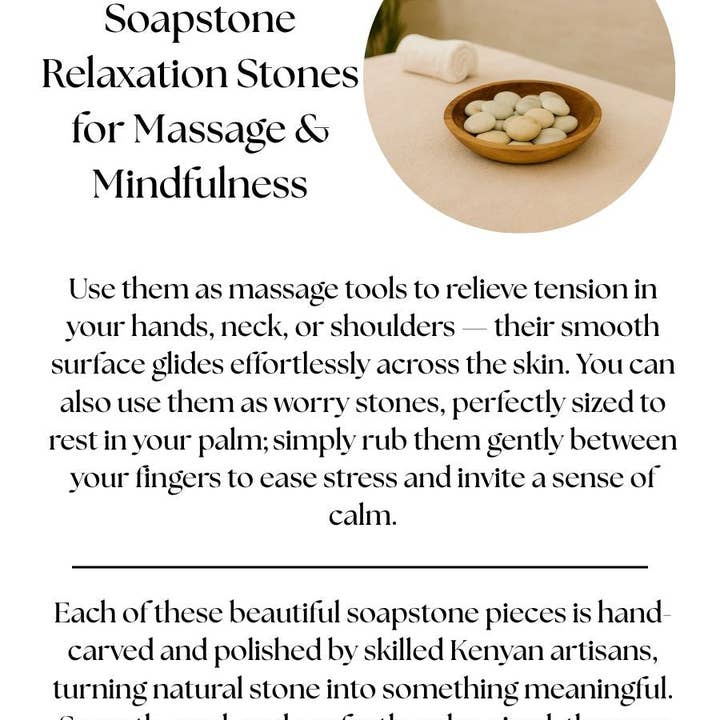 Global Crafts - Wholesale Spiritual Stone/Crystal - Display Set: 30 Polished Soapstone Massage Stones 2 inch Round + Display bowl2