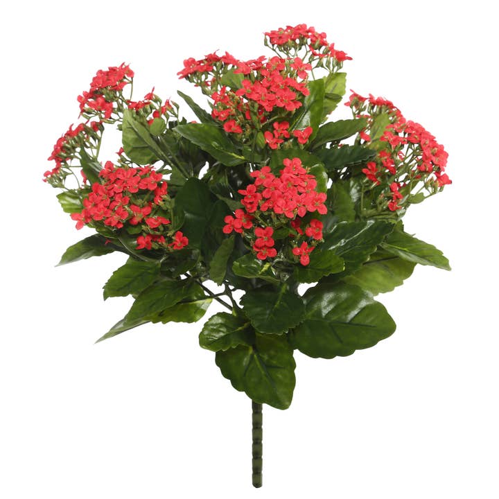 Vickerman 15" Artificial Red Kalanchoe Bush. for wholesale by Vickerman