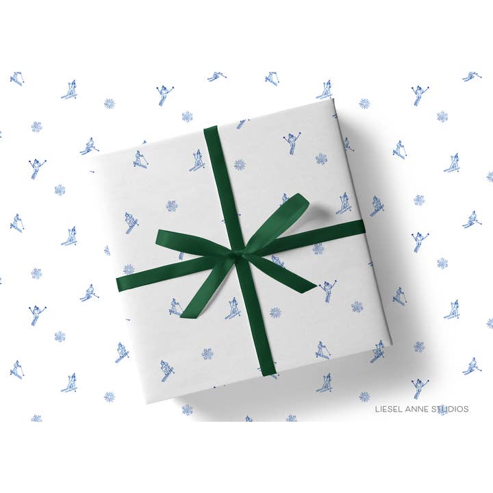 Liesel Anne Studios – Großhandel Geschenkpapier in Bögen – Après Ski Geschenkpapier, Weiß/Blau, Einzelblätter 1
