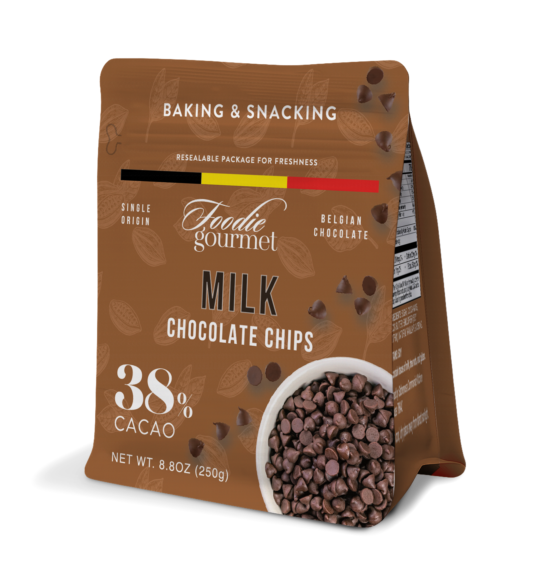 Alta Gama Foods – wholesale Bakchoklad – Foodie Gourmet- Belgisk- Mjölkchokladchips 38% KAKAO1