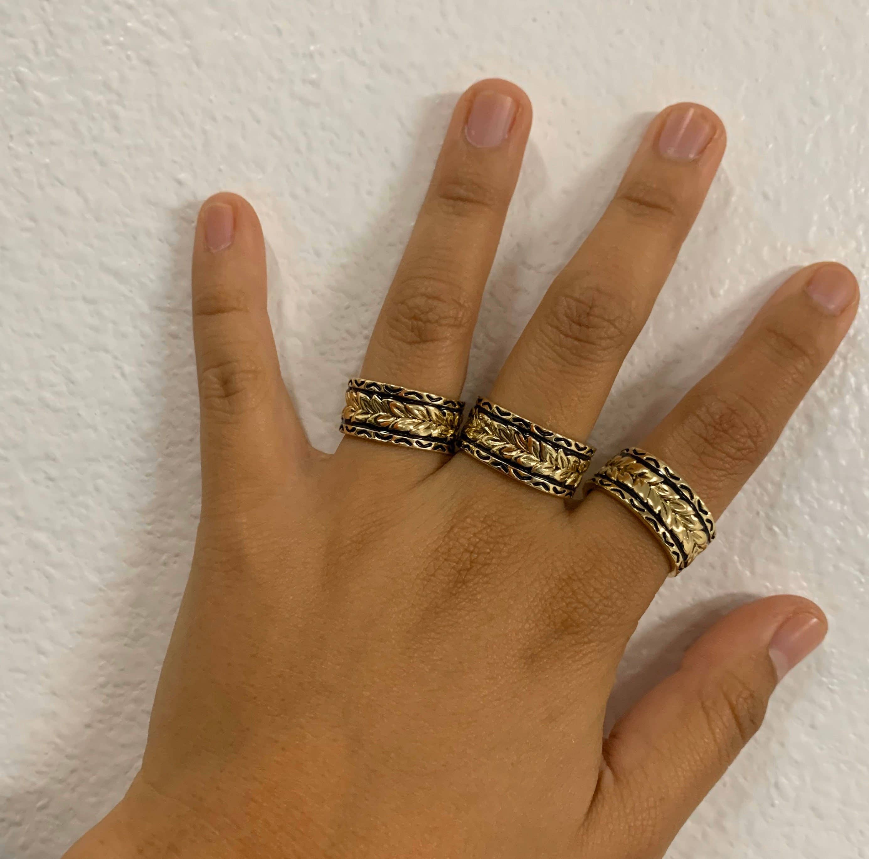 Anela's Jewelry - Wholesale Band/Stacked Ring - 9mm Black Enamel Maile Li Ring1