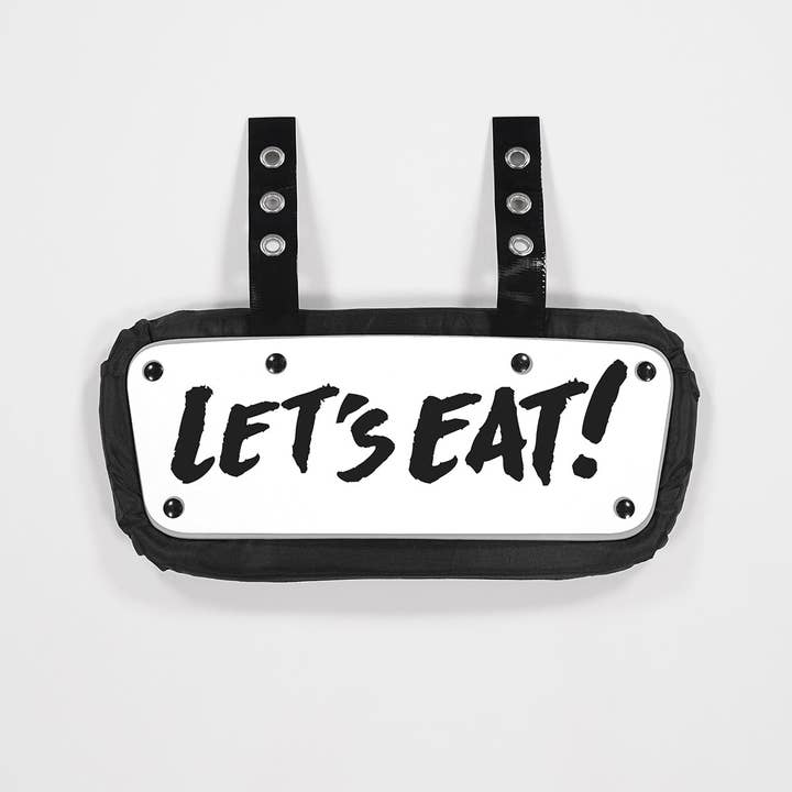 White Let's Eat Sticker for Back Plate for wholesale on Faire2