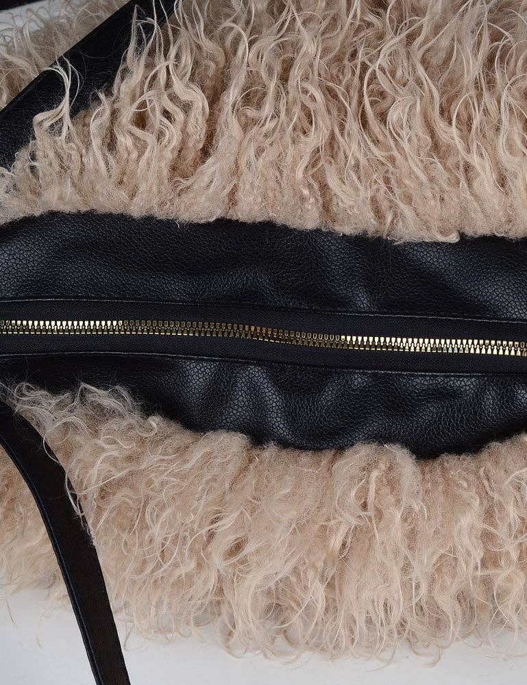 Sweetkama - Wholesale Shoulder Bag - Women's - Ladies Faux Mongolian Fur Tote Two Shoulder Bag SKAB40949