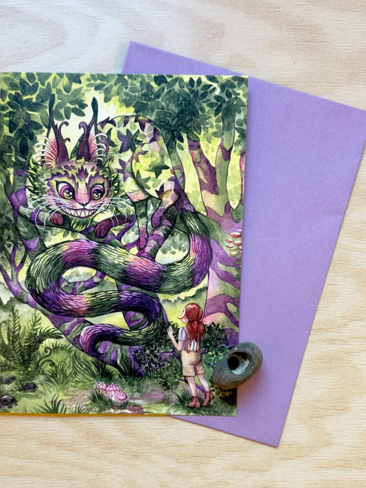 "Cheshire Cat", 5" x 7" Greeting Card for wholesale by Secret Creatures