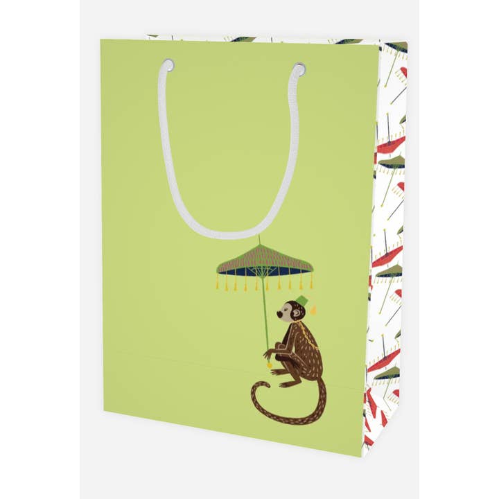 Lime Green Monkey Umbrella Gift Bag for wholesale by Hey Y'all Party